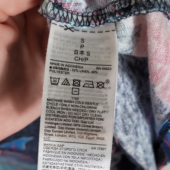 GAP Floral Ruffle Dress Size S Linen Hawaiian Short Sleeve Summer Casual - Picture 8 of 11